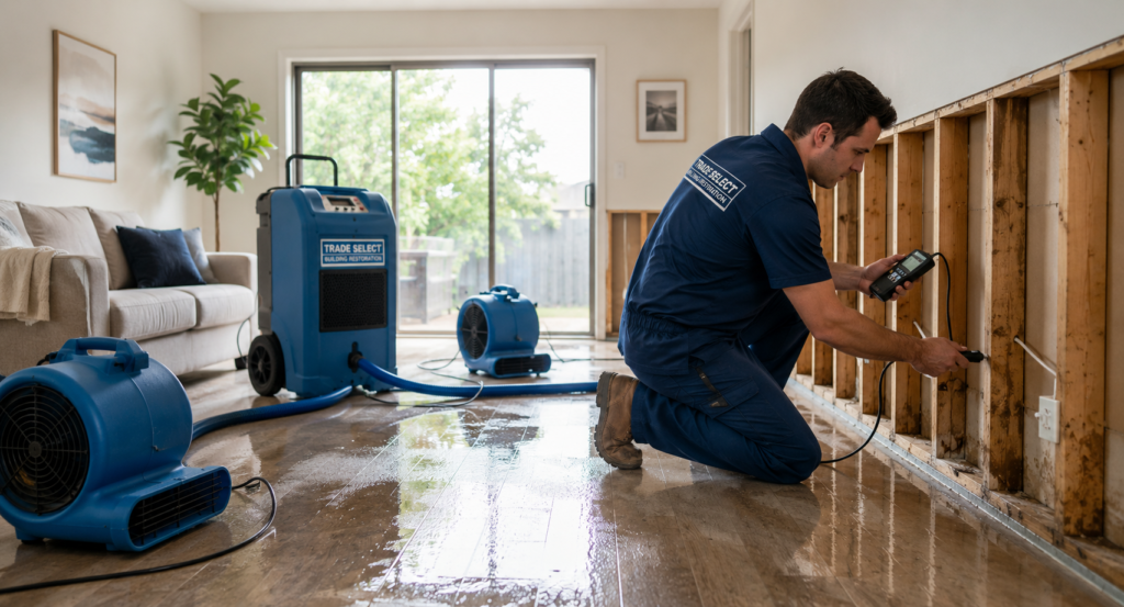 Man doing site inspetion during structural drying service